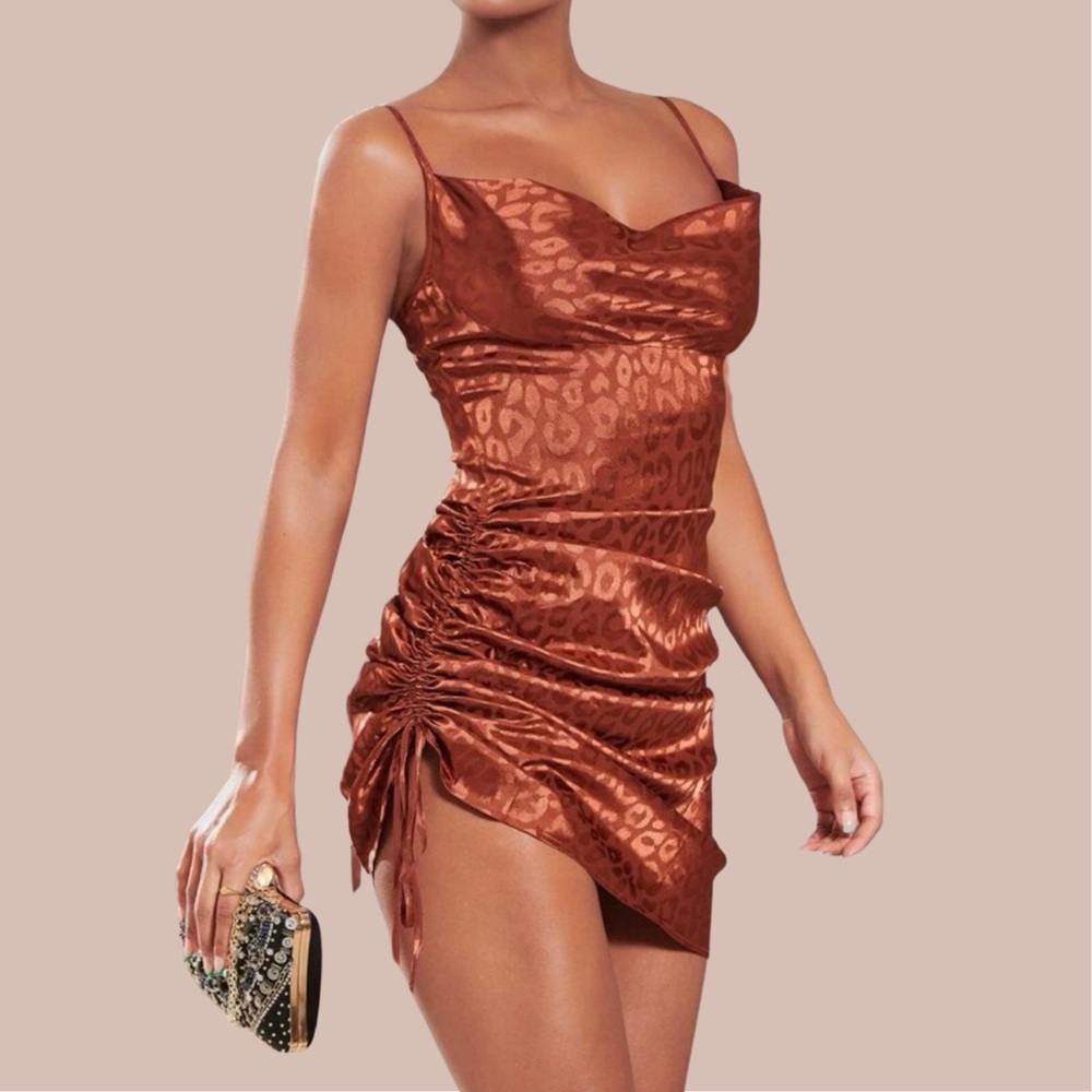 Satin Leopard Print Dress